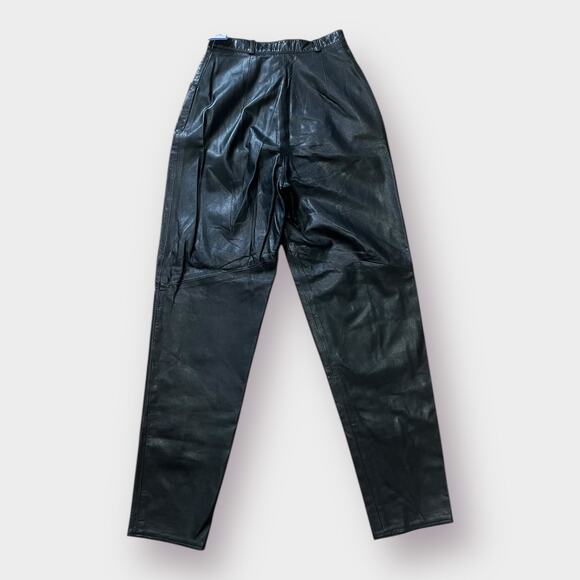 80s Vakko Black Leather Pants‎ - Picture 4 of 4